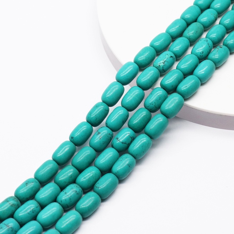 Manik-Manik Batu Turquoise Howlite Size 8x12 mm Bentuk Tabung | Manik Batu Turquoise Howlite Asli Ba