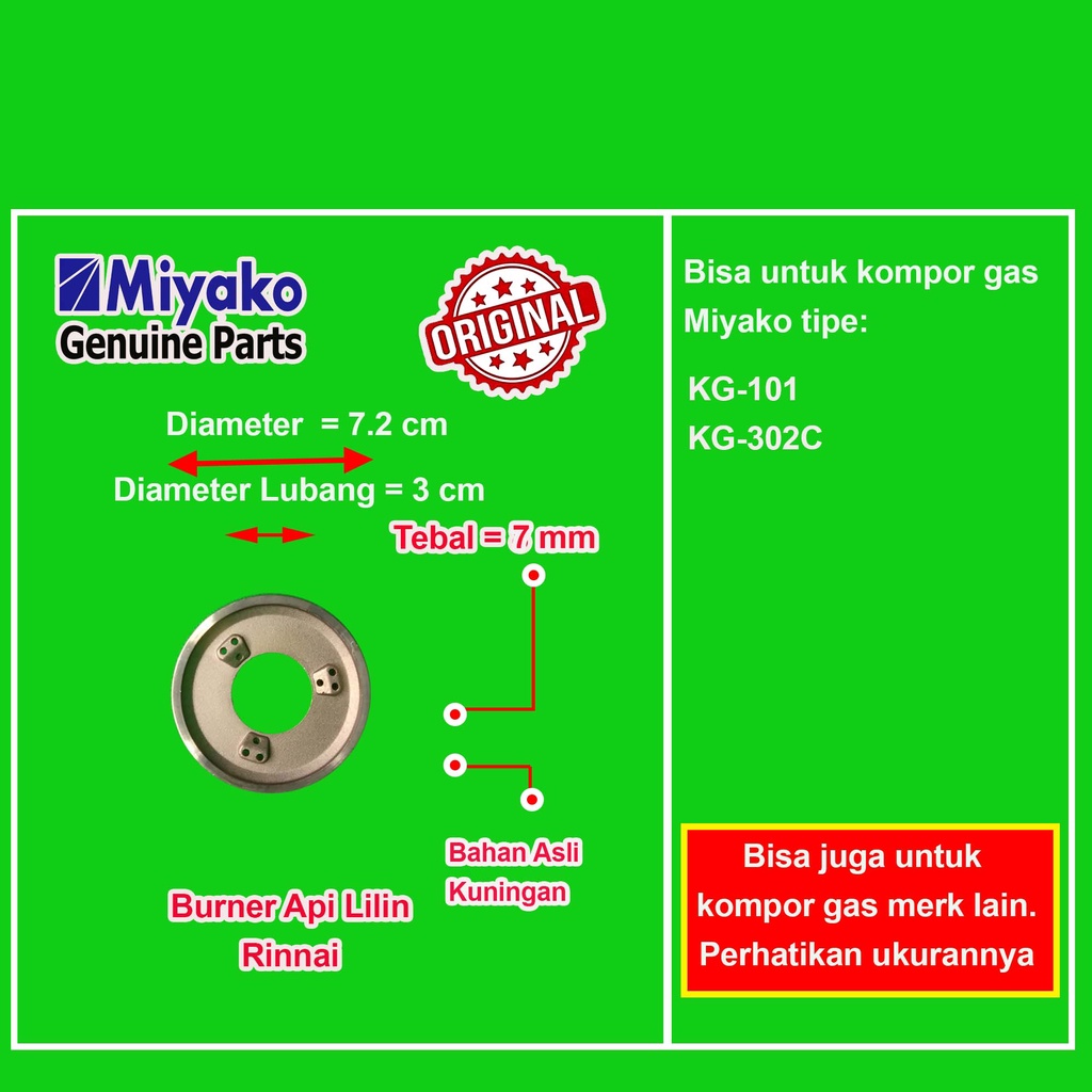 Burner Kompor Gas Rinnai Kecil Besar Tebal Tornado Turbo Api Lilin Original Burner Rinnai Kuningan Kepala Tungku Kompor Gas Rinnai RI 511E 512E 514E 522E 522ET 522C 522CE 602E 603E 511A 514A 522A 522AT 602A 602AG 712A 511T 712T 712TG 712BGX 602BGX 712BX