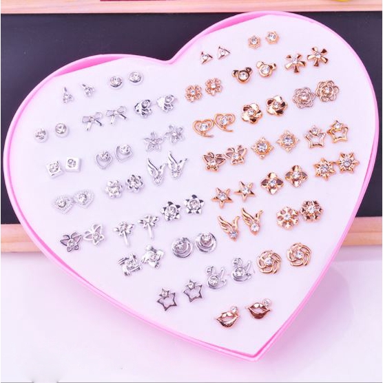 Anting SET 36 Tusuk Berbagai Bentuk Women Earrings Set