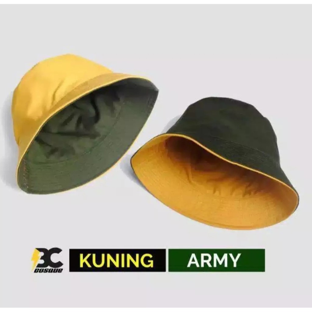 Topi Bucket korea bolak balik/ Topi wanita pria bordir/ Topi bisa Bolak balik two tone Premium Murah