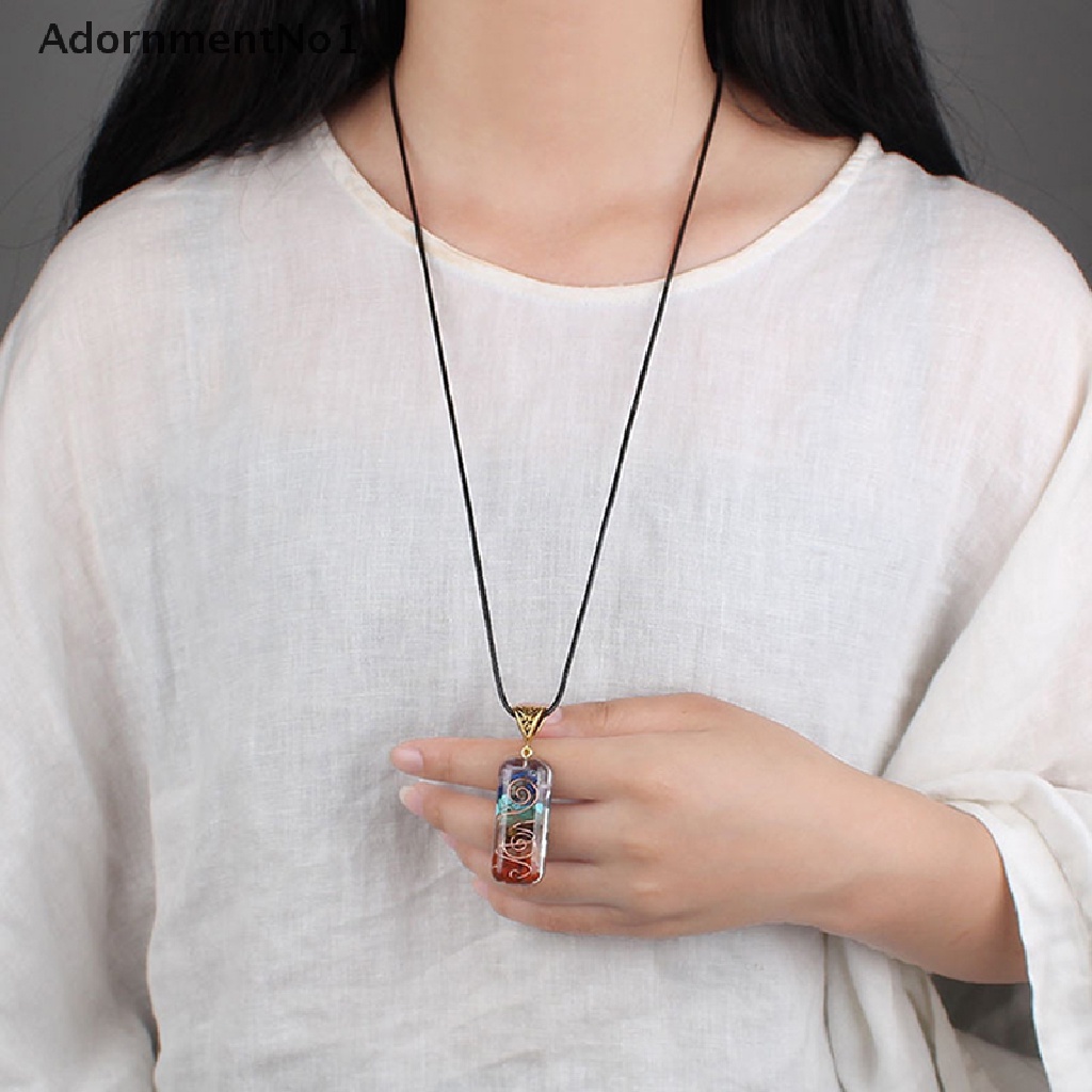 (AdornmentNo1) Kalung Jimat 7 Chakra Liontin aura Alami Untuk Pria / Wanita