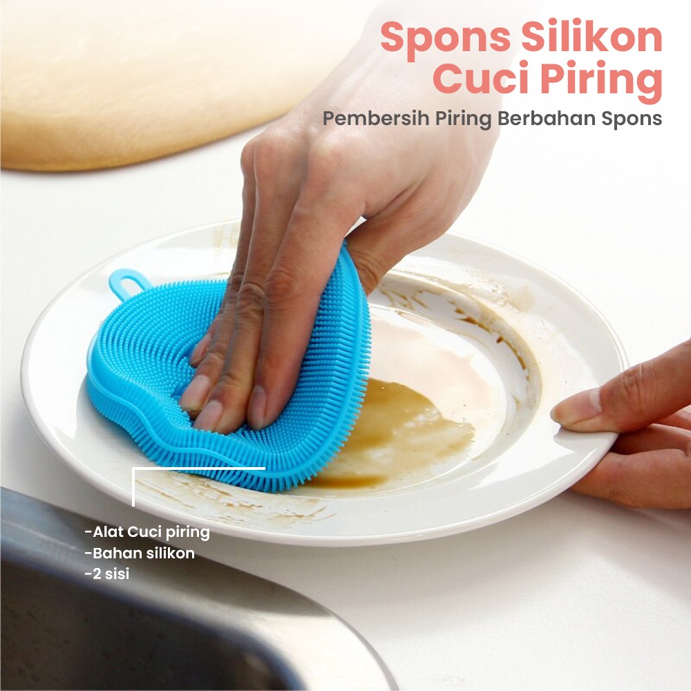 Spons Cuci Piring Silikon Serbaguna Sikat Spons Karet
