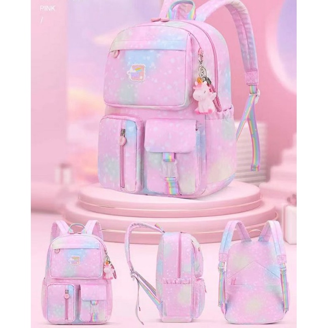 Top tas-Tas Ransel Backpack Sekolah Anak Remaja SD SMP SMA Model Pelangi