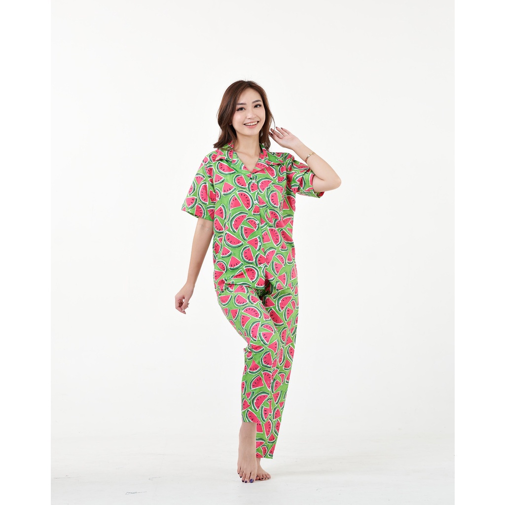 IZANY Piyama Dewasa CP size EROR saten apple-WATERMELON GREEN