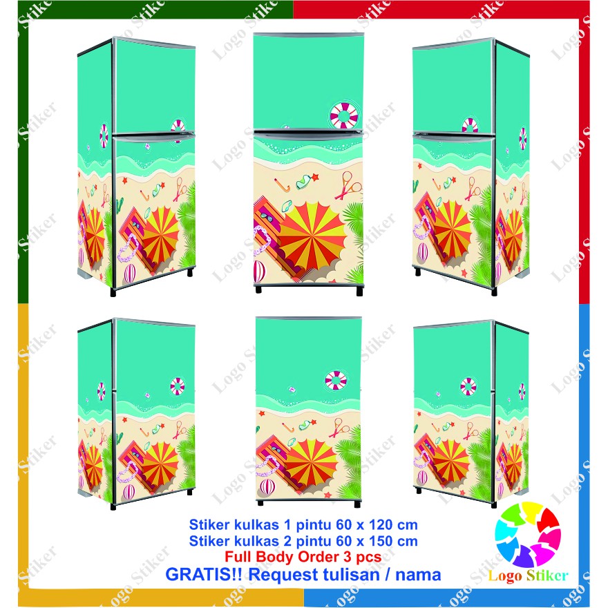 Stiker kulkas Sticker wallpaper kulkas  1 dan 2 pintu motif summer