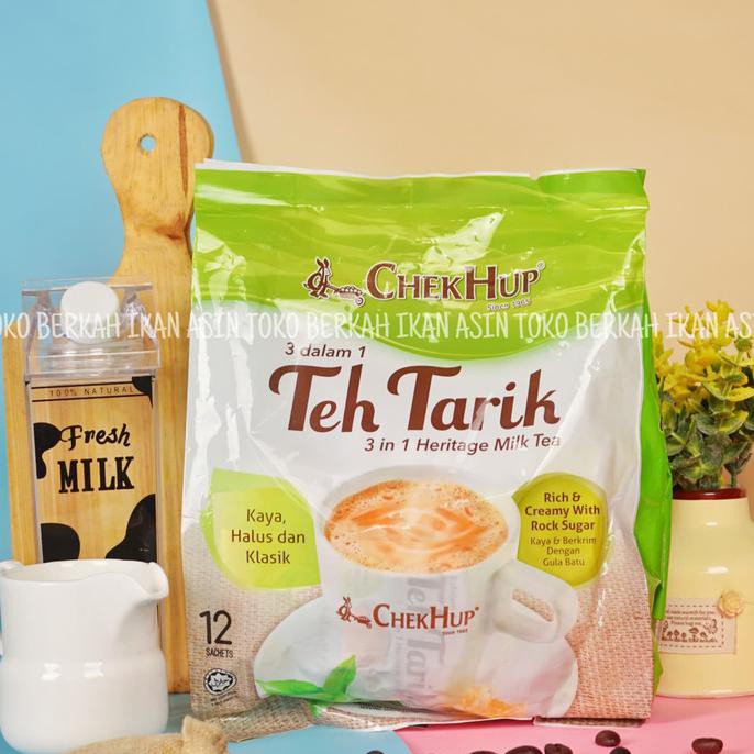 

Teh-Bubuk- CheckHup Teh Tarik 3in1 Heritage Milk Tea / Check Hup Isi 12 Sachets -Dijamin-Halal.