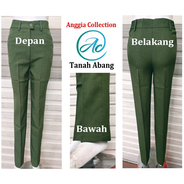 Celana Bahan-celana Wanita Karir-Celana pinggang Kancing Celana kantor-celana formal-Celana terbaru