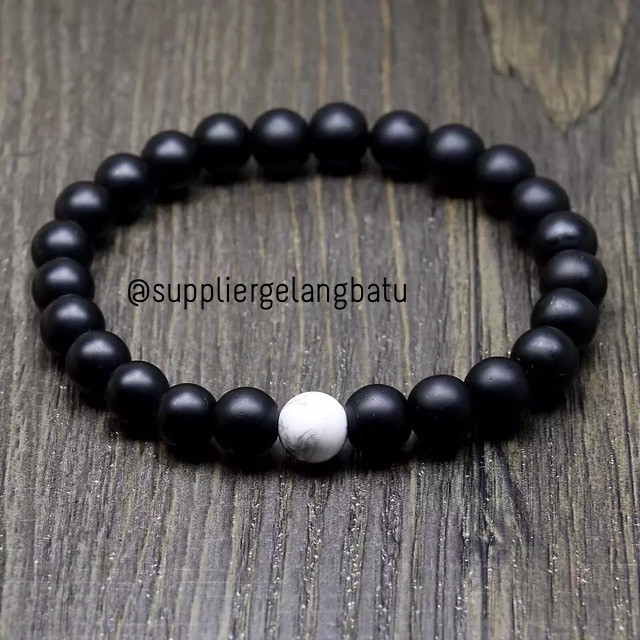 gelang batu couple sepasang distance bracelet hitam putih kado spesial