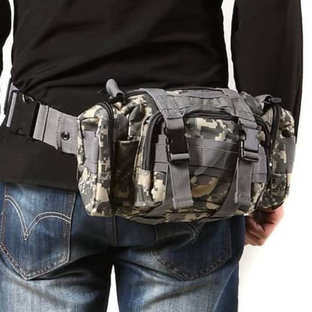 TAS SELEMPANG LORENG DIGITAL PUTIH / TAS SELEMPANG ACUPAT