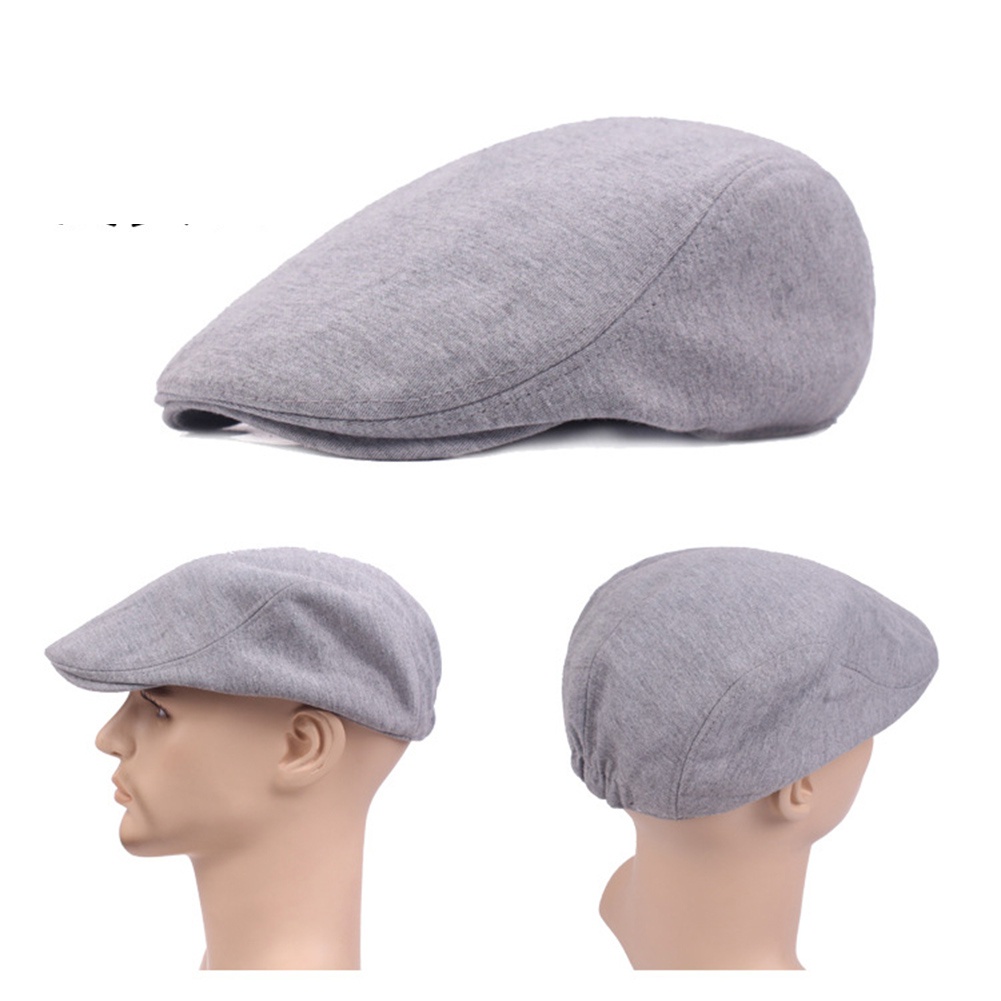 Topi Baret Pria Bahan Katun Warna Solid Gaya Vintage Untuk Olahraga