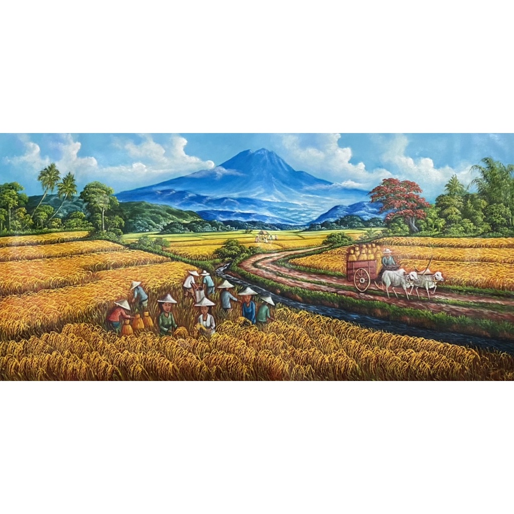 lukisan sawah ukuran 135 X 85