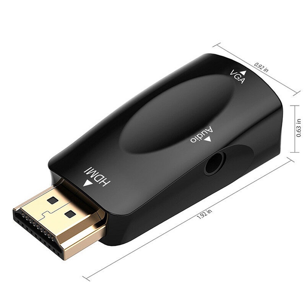 Rebuy Adapter Converter Hdmi Male Ke Vga Female Fhd 1080p Dengan Kabel Audio 3.5mm Untuk Pc / Laptop / Tv