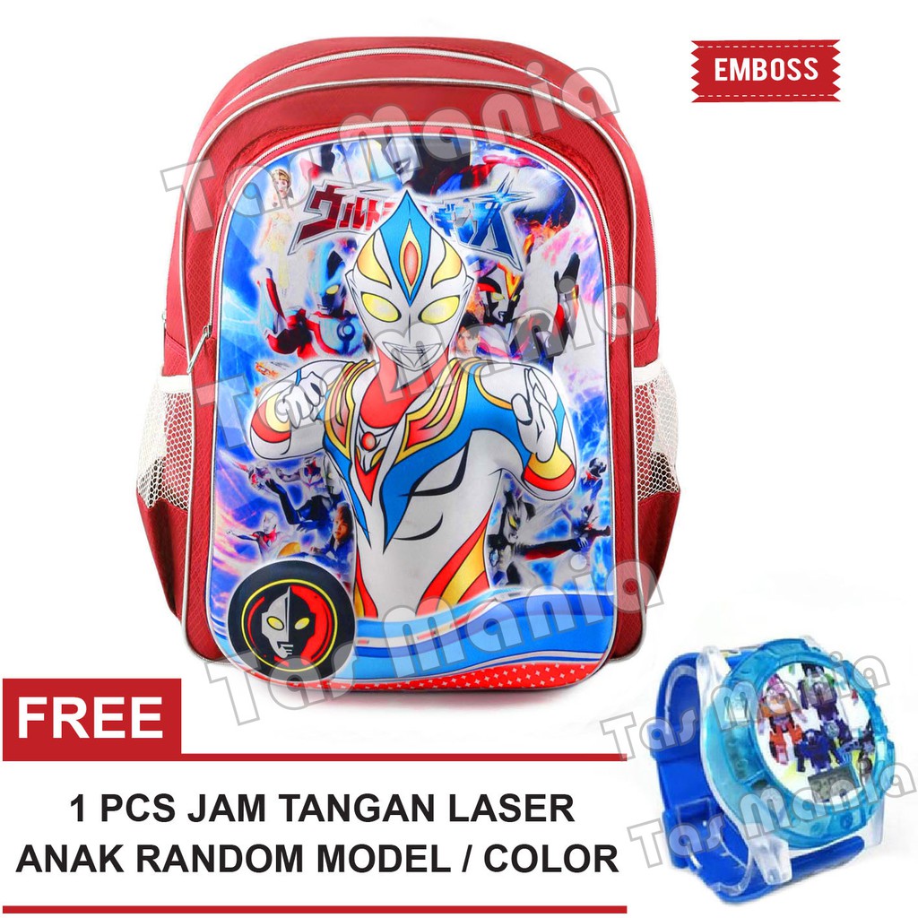 PTS - Ransel Sekolah Anak Cowo / Laki Laki Karakter - Big Emboss + FREE Jam Tangan Laser .PTS