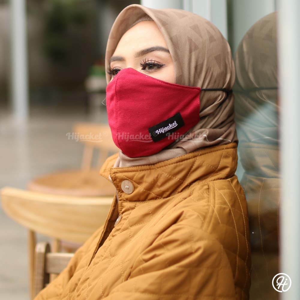 Hijacket Masker Kain Wanita Cewek Pria Cowok Tali Karet Elastis Hijab Friendly Cwe Headloop Hijaket-4