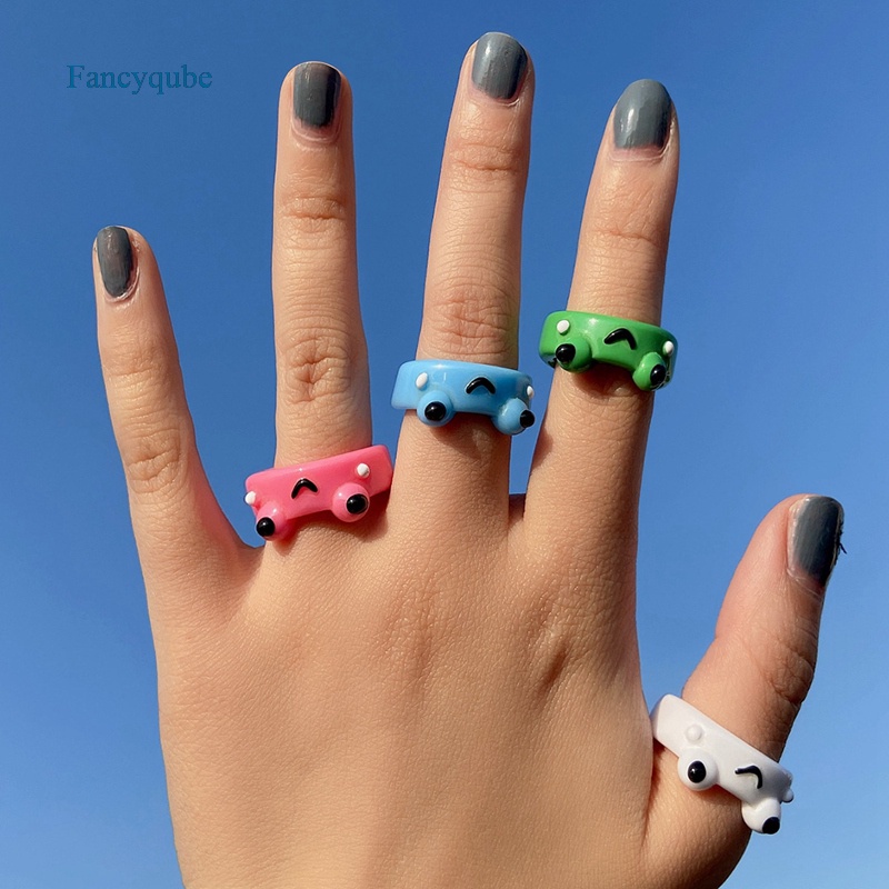 New Cute Frog Ring Chick Resin Acrylic Rings For Women Girl Simple Animal Aesthetic Jewelry Friendship Rings