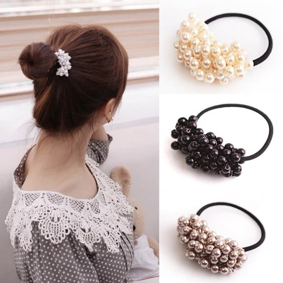 Aksesoris Rambut Ikat Rambut Korea Pearl Rubber Band Ikat Rambut Mutiara Anggur