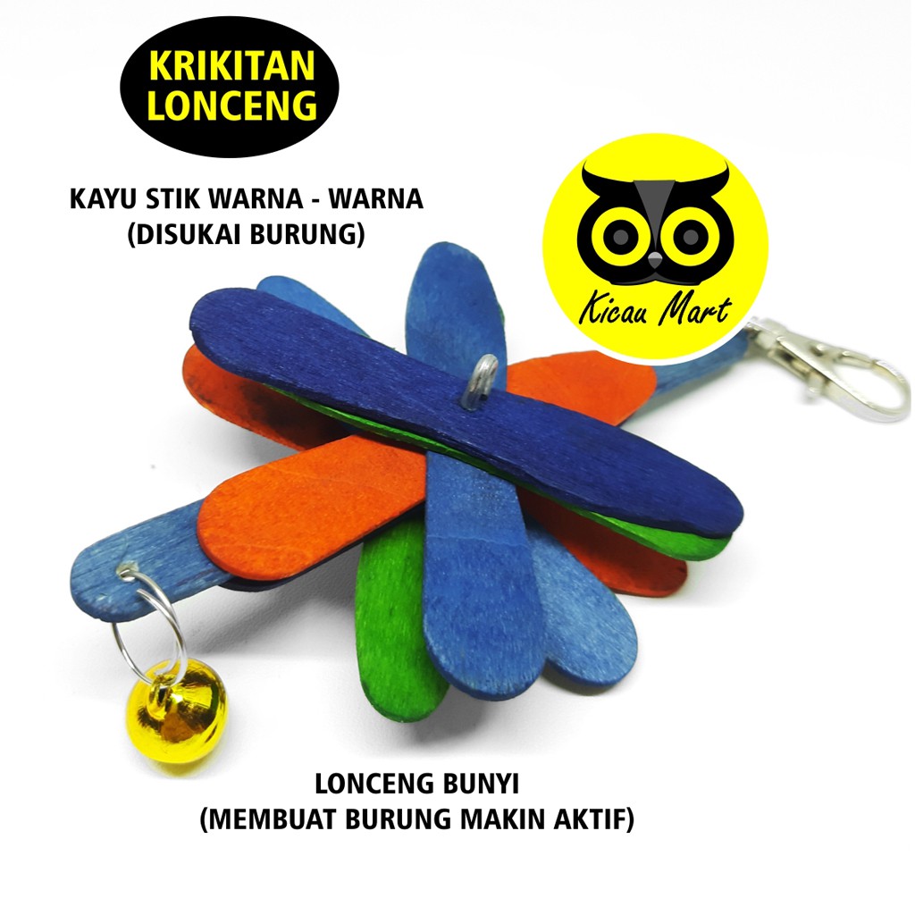 KAYU STIK LONCENG KRIKITAN GIGITAN COKOTAN BURUNG MAINAN LOVEBIRD PENURUN PEREDAM OVER BIRAHI STIKJL