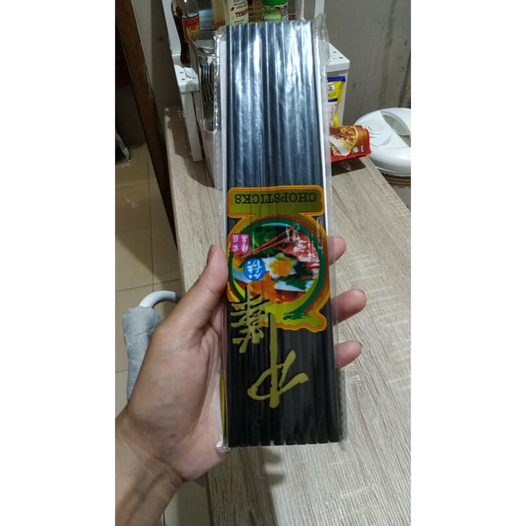 10 Pasang Sumpit Melamin Chopstick Hitam Sumpit Mie Sumpit Ramen