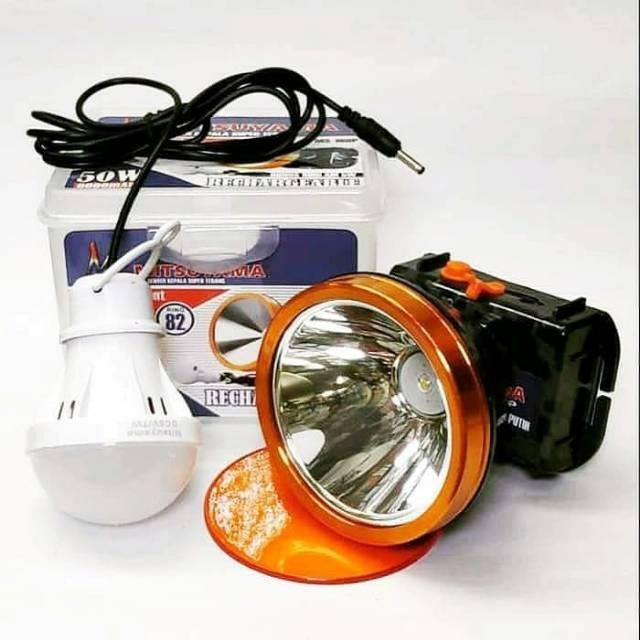 Head Lamp LED 15W Free Lampu Bohlam Dan Charger Baterai 4000mah