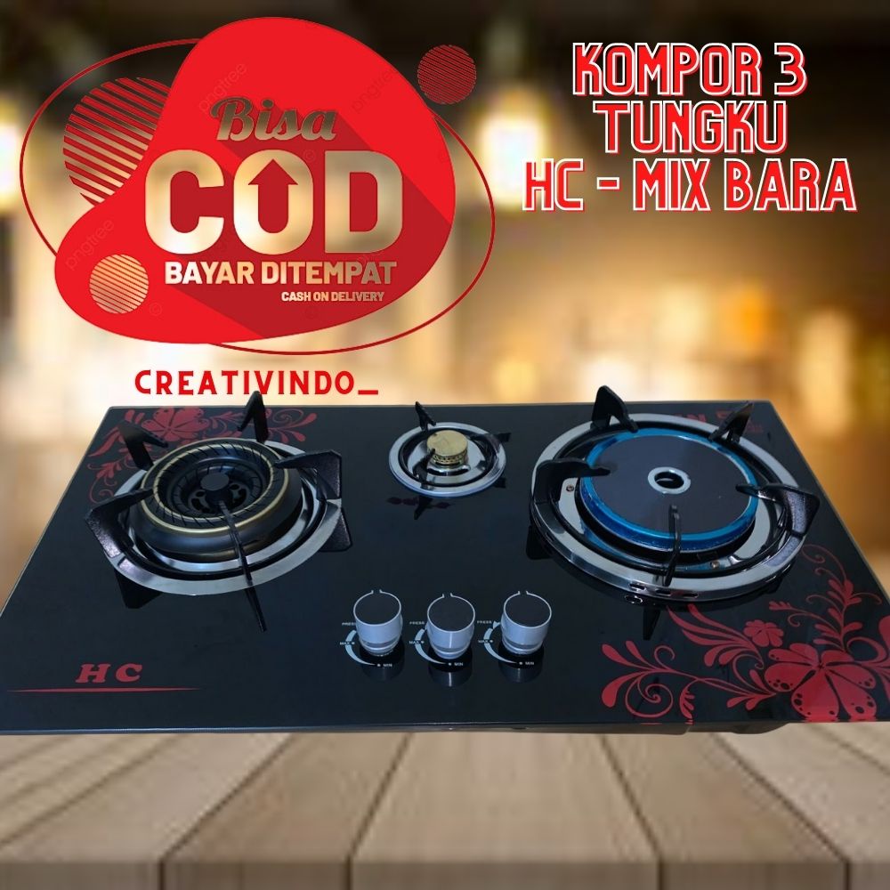 Kompor Gas HC - kompor tanam 3 tungku HC mix Bara - Kompor 3 tungku mix bara - Kompor HC MIX BARA