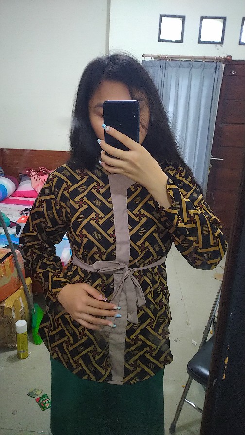 Tey-17 Batik Wanita Asj Sa Hrb026 Kenongo Kemeja Tosca Pendek