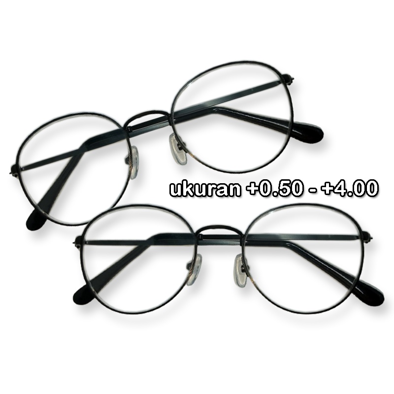 KACAMATA BACA PLUS (+) FRAME OVAL METAL PRIA WANITA Uk +1.00 s/d +3.00 KACAMATA PLUS TERBARU KACAMATA RABUN DEKAT KACA MATA BACA LENSA PLUS READING GLASSES KACAMATA OVAL