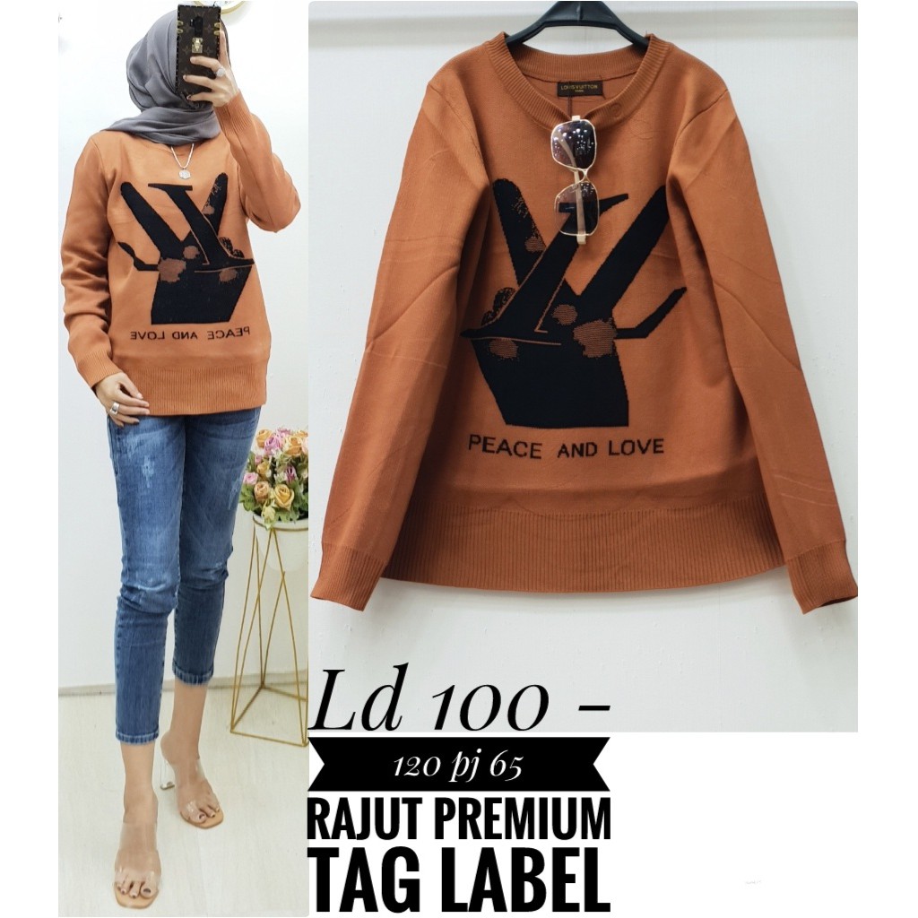 

TOP RAJUT PREMIUM PEACH AND LOVE LV TAG LABEL