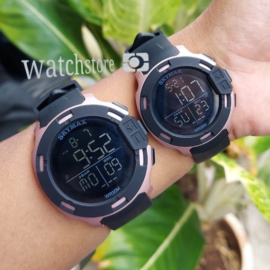 JAM TANGAN COUPLE DIGITAL ORIGINAL SKYMAX 1817 BLACKROSEGOLD