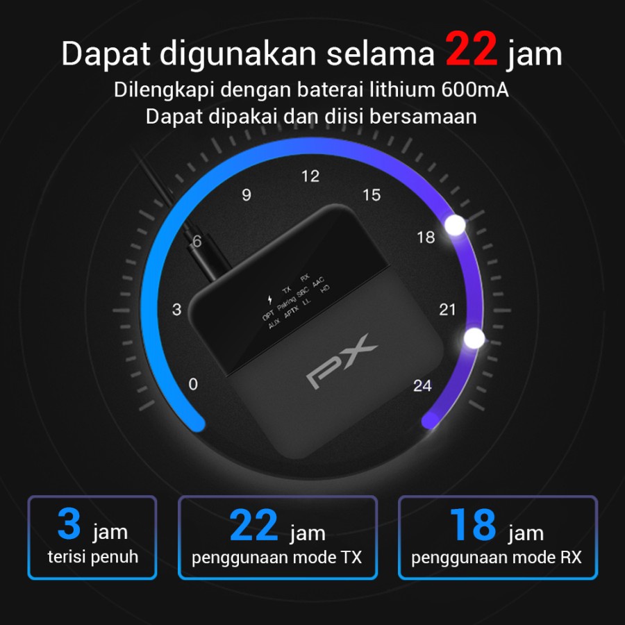 PX BRX-3000 2in1 Bluetooth Audio Receiver &amp; Transmitter HD Stereo - Garansi Resmi