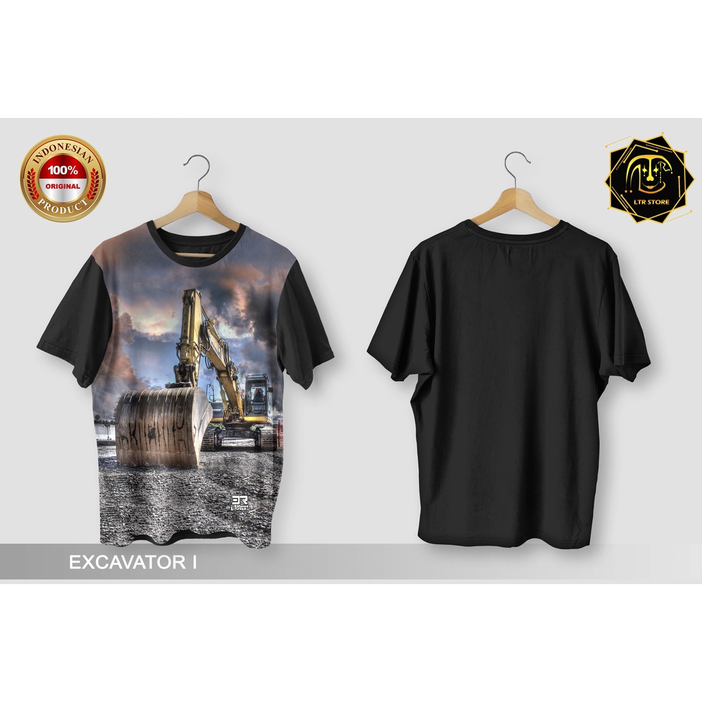 [ BAYAR DI TEMPAT ] BAJU PRINTING GAMBAR EXCAVATOR I -  KAOS DISTRO ORIGINAL GAMBAR ALAT BERAT BULLD