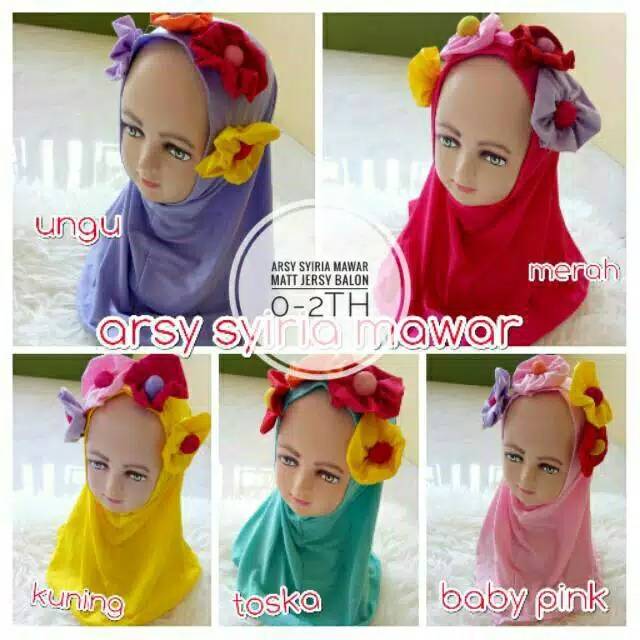 Jilbab Anak syria 4 bunga usia 0-3 th-2