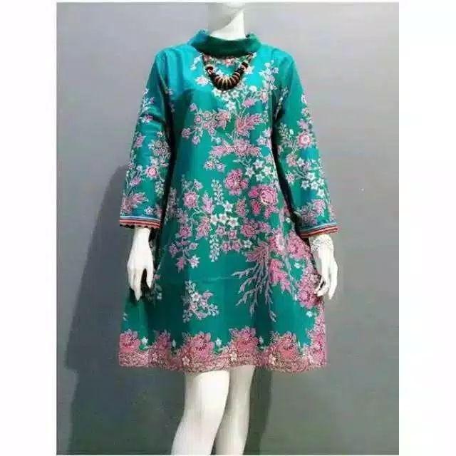 Batik Tunik Shibori Jumputan Terbaru All Size 106cm / Hrb026 Yelbor Navbor / Biru Putih / Original..