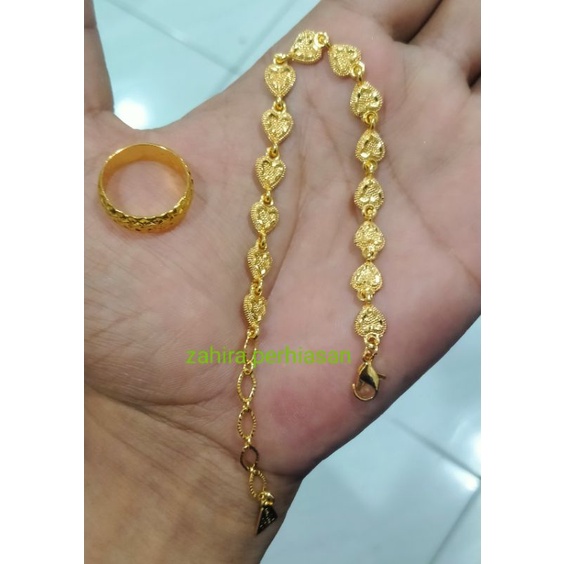 COD gelang tangan wanita motif love Free cincin polos motif