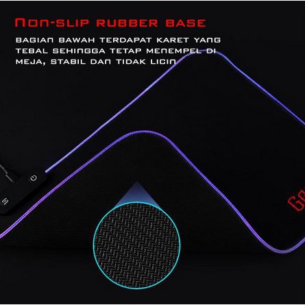 ITSTORE GAMEN GP-Halo Gaming Mousepad RGB Lighting Anti-Slip Rubber Base Black mouse pad