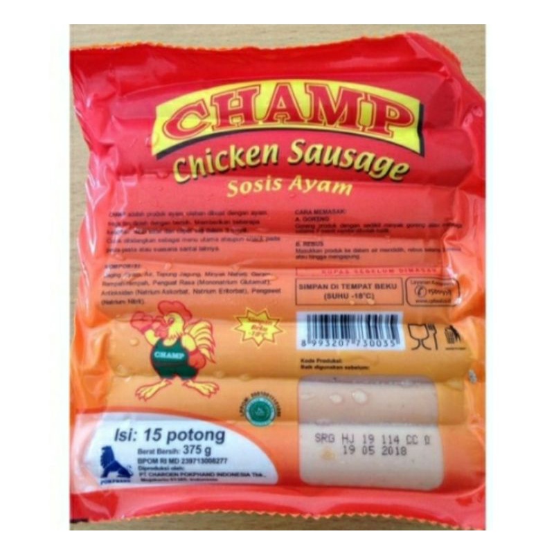 

CHAMP Chicken Sausage - Sosis Ayam 375 Gram / 15 Potong