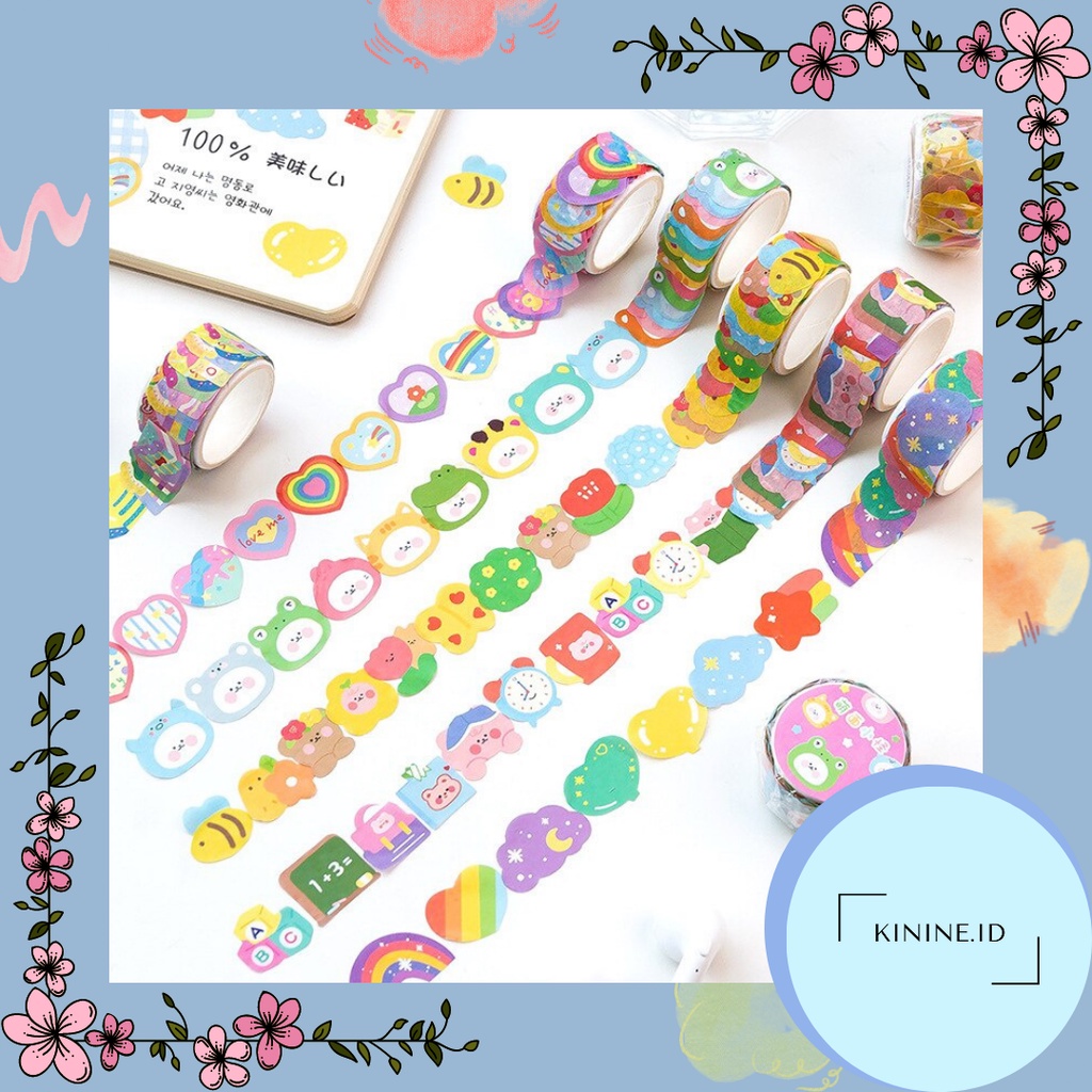 

100pcs Sticker Washi Tape Motif Awan Pelangi | Sticker Deco Bujo Masking Washi Tape Dekorasi Journal