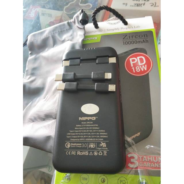 POWERBANK PB HIPPO ORIGINAL ZIRCON 10000 10RB mAh QC 3.0 PD 18W