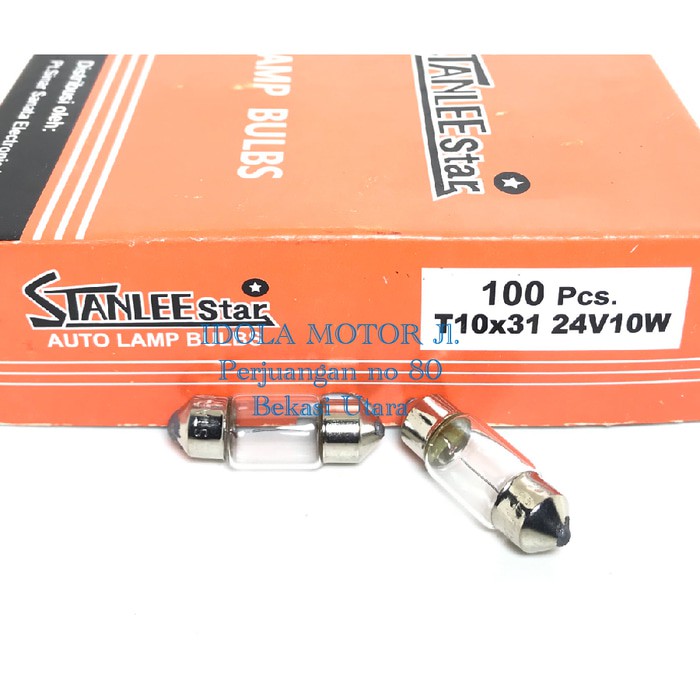 Bohlam lampu pelafon festoon capsul T10x31 24v 10w merk stanlee star