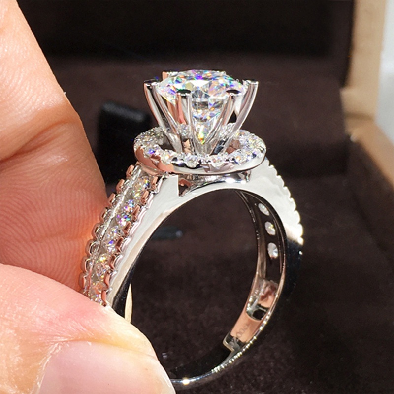 Fancyqube Cincin Wanita Hias Batu Cubic Zirconia Untuk Pesta Pernikahan