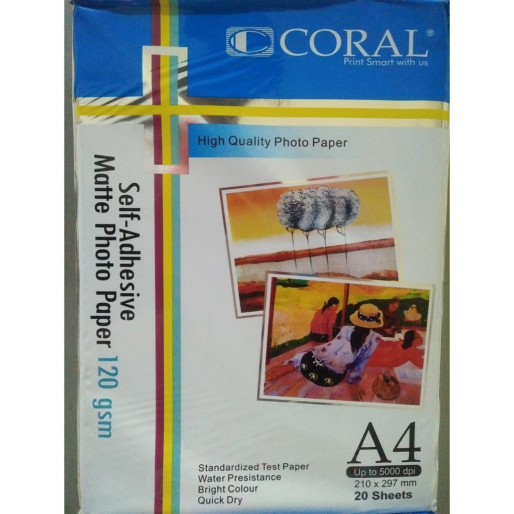 Kertas Foto Sticker Matte Photo paper merk Coral 120 gsm