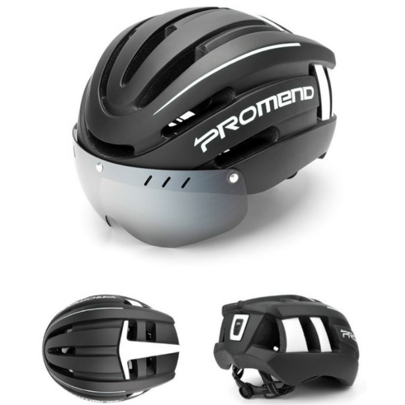 HELM SEPEDA VISOR + LED PROMED MODEL TERBARU