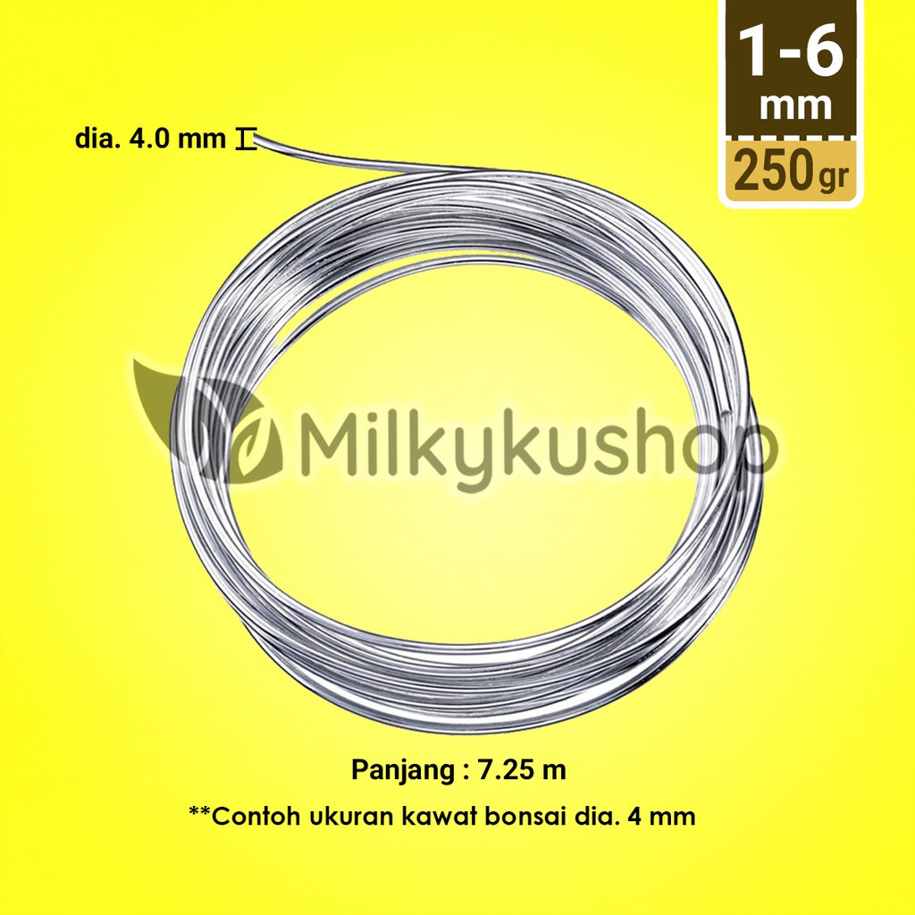 KAWAT BONSAI ALUMINIUM WIRE INDONESIA AWI SILVER GLOSSY 250 GRAM