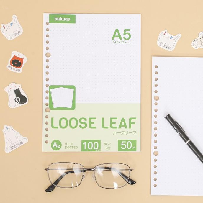 

HVS Loose Leaf (DOTTED) Kertas Binder/ Isi Notes - (A5) 50 lbr