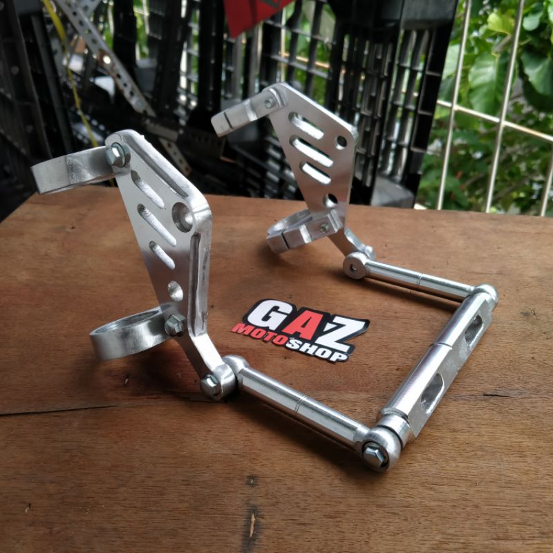 Bracket Kupingan Lampu CB CNC Pesek As 31 33 mm Plus Pangkon Dudukan Plat Nomor Flexible GL Megapro Tiger Ninja Vixion Scorpio
