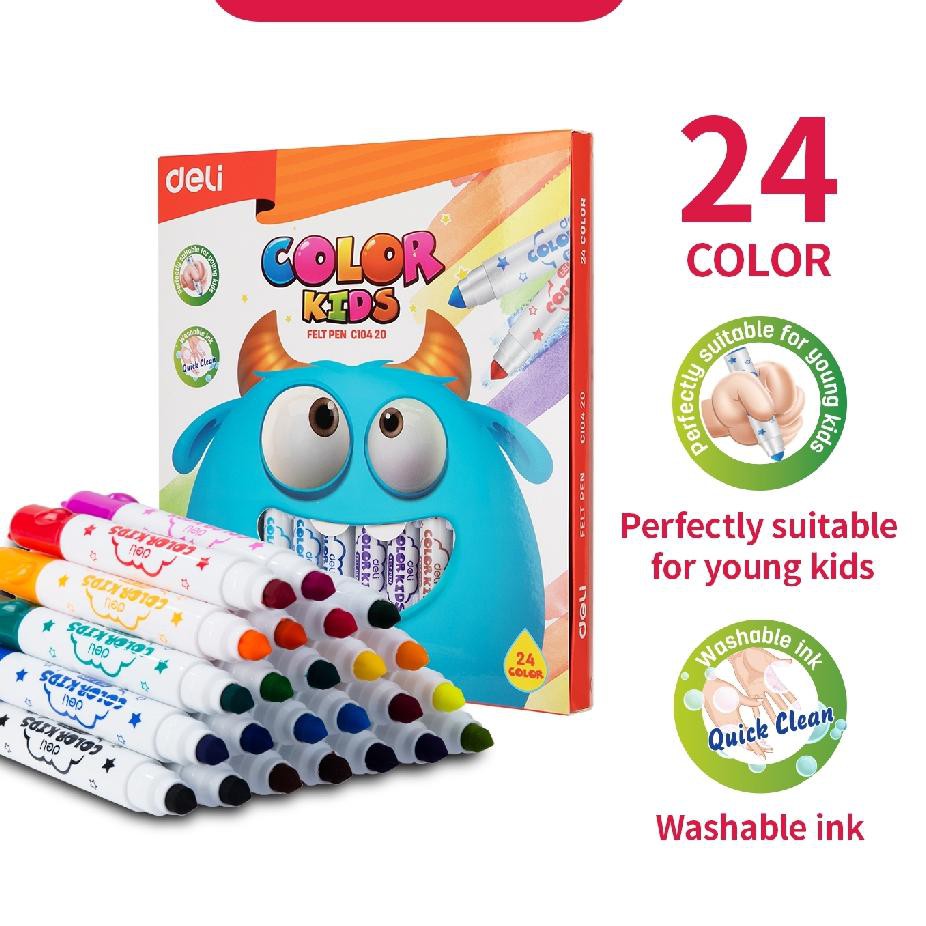 

[Bayar ditempat] f6 Deli Spidol Warna 1.0-5.0mm 12/24 Warna tinta dapat di cuci sangat cocok untuk a