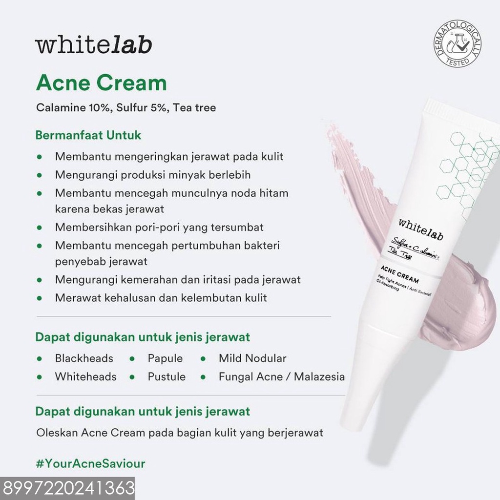 WHITELAB Acne Series Face Cream Kulit Sensitif Berjerawat - 10ml