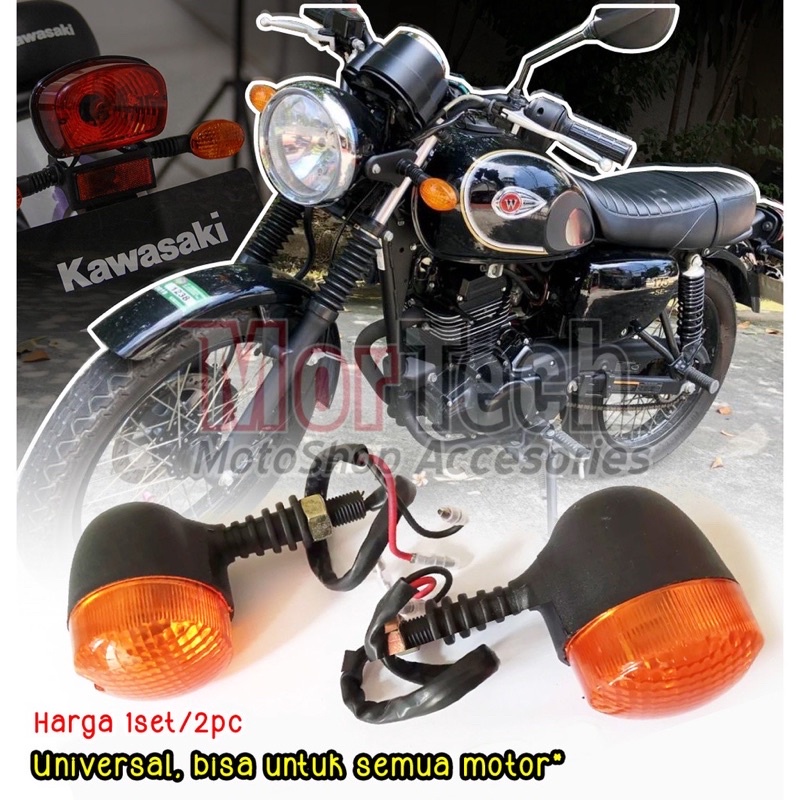 Lampu Sen Tawon Mini Bulat Sein Klasik Classic Kawasaki KLX Trail CRF W175 Custom JapStyle Caferacer Scrambler