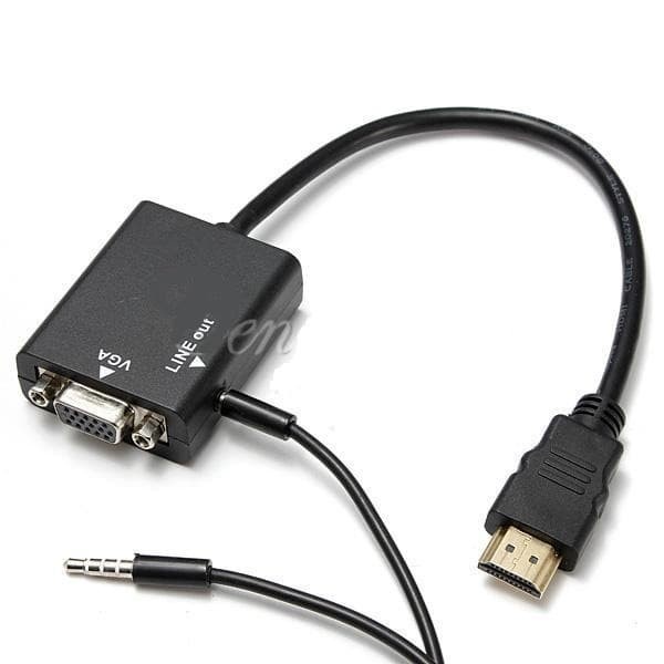 Taffware Kabel Adapter HDMI ke VGA Female Dengan Port Audio - HD008 - Black