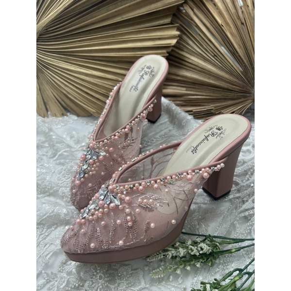 sepatu wanita wedding pesta Alena dusty peach 9cm tahu