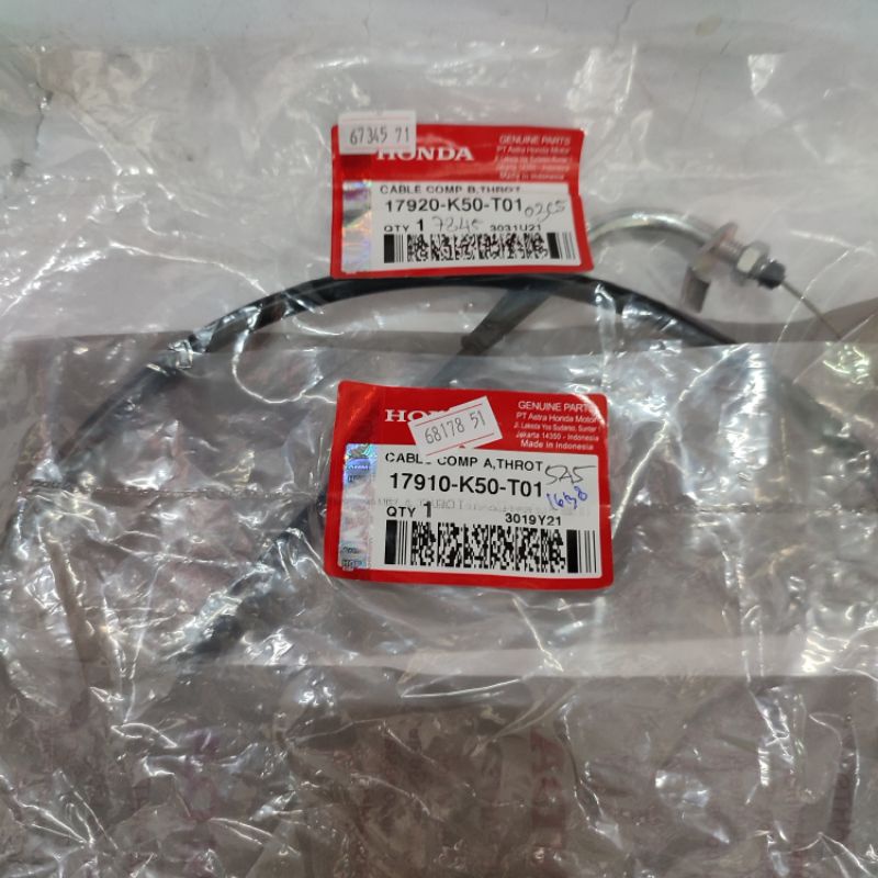 Kabel Olor Kawat Tali Gas Atas Bawah ORI Honda Beat FI ESP 2015 VARIO 110 ESP A 17910-K50-T01 B 1792